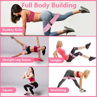 Гумові стрічки для фітнесу CFX Resistance Hip Bands: набір для йоги та силових тренувань, 3 рівні опору, зелений, рожевий, фіолетовий