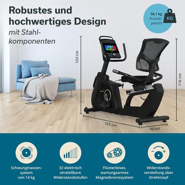Ергометр велотренажер Skandika Liege P14/P8-H Comfort з Bluetooth та сенсорним екраном до 150 кг