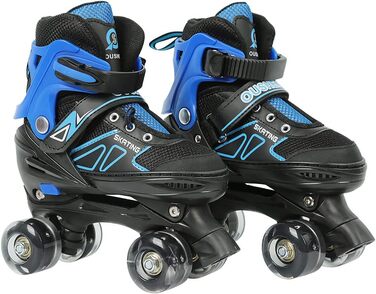 Інлайнери для дітей та дорослих: ролики для катання на роликах з великими колесами 76 мм, регульовані ролики для безпечного катання на вулиці, подарунок для дітей та підлітків, розмір M, червоно-чорний та синій