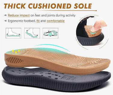 Жіночі трекінгові сандалії KuaiLu: зручні ортопедичні сандалі для туризму та активного відпочинку, літні, з регулюванням на липучках, відкриті, для підтримки стопи при фасціїтісу, чорний/хакі, 42 EU