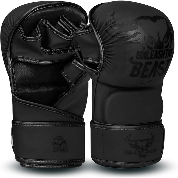 MMA рукавички BEAST RAGE для чоловіків і жінок, відкрита долоня, регульована фіксація зап'ястя, для єдиноборств, спарингів, кікбоксингу, муай-тай, тхеквондо