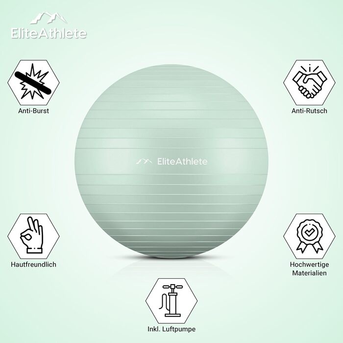 Ергономічний фітбол EliteAthlete для офісу, йоги та фітнесу, з анти-вибуховою системою, для вагітних, з насосом