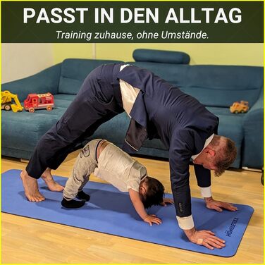 Фітнес килимок неслизький 200 см – спортивний килимок та йога мат для домашніх тренувань, HIIT та гімнастики | екологічний, з ремінком для перенесення