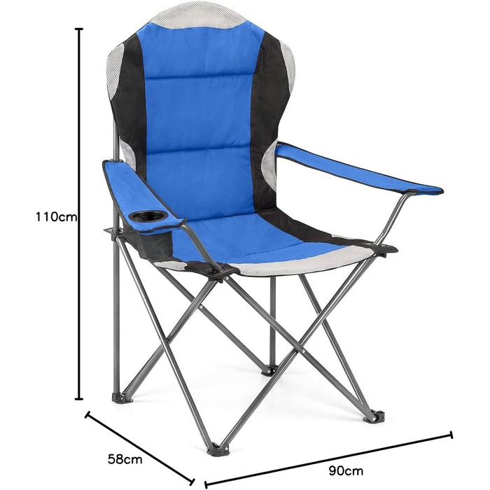 Крісла для кемпінгу Hyfive, розкладні, з підлокітниками, сині