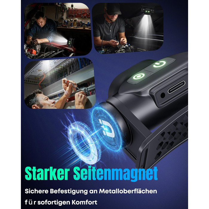 Фронтальний ліхтар Pawfly LED перезарядна, надяскравий, 4 режими, сенсор, магніт, IPX4, вологостійкий, для бігу, кемпінгу, риболовлі
