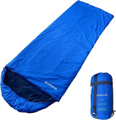 Спальний мішок для кемпінгу – 3 сезони, теплий та холодний клімат, легкий, простий у використанні, з компресійним мішком для дорослих та дітей, блакитний