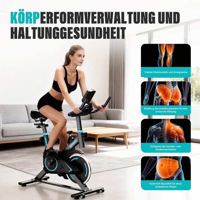 Hometrainer TENBOOM: велотренажер для дому з регульованим опором, LCD-дисплеєм та мобільним додатком (до 120 кг)