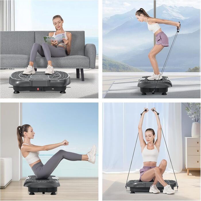 Вібраційна платформа HomeFitnessCode для жінок та чоловіків - тренажер для фітнесу вдома для схуднення та нарощування м'язів, чорний