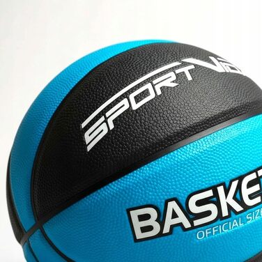М'яч для баскетболу SportVida, розмір 7 - для гри в приміщенні та на вулиці, з преміум-шкіри PU, антиковзкий, для вулиці та залу, офіційний розмір (75-78 см), чорно-синій