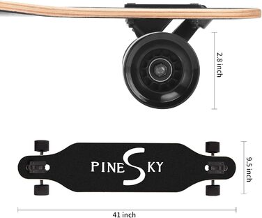 Лонгборд PINESKY 41 дюйм, 8 шарів клена, для круїзингу, карвінгу, фрістайлу та даунхілу (Beacon) + T-інструмент