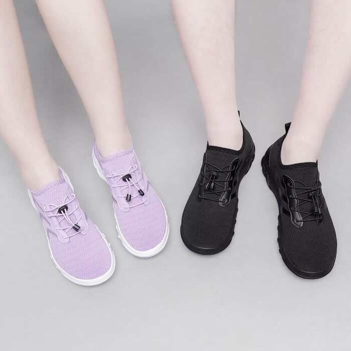 Чоловічі та жіночі аквашузи для плавання та відпочинку на пляжі. Швидковисихаючі, підошва для босої ноги, чорний колір, 40 EU