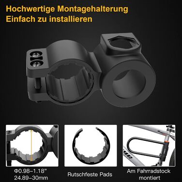 Замок для велосипеда U-подібний з кріпленням, 16 мм, 3 ключі, висока безпека, міцний, для мотоцикла, електровелосипеда, гірського велосипеда, скутера, внутрішні розміри 24,3 x 8,9 см