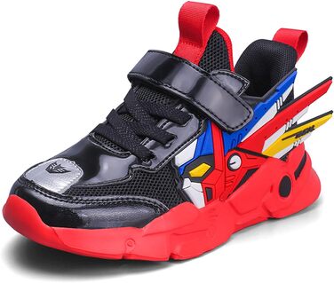 Дитячі кросівки для бігу: легкі спортивні туфлі на липучці для хлопчиків та дівчаток, дихаюча сітка, розмір 27-39, червоні