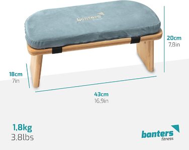 Банкетка для медитації з бамбука, складна, з подушкою, світло-зелена (блакитна)