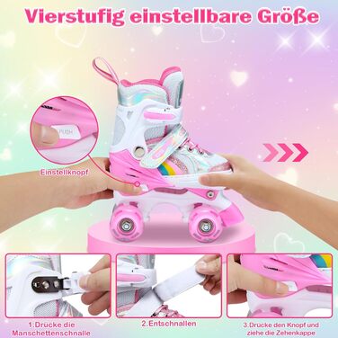 Дитячі ролики Kinder для дівчаток та хлопчиків, регульовані, з підсвічуванням, для початківців, розміри EU 28-36, рожеві