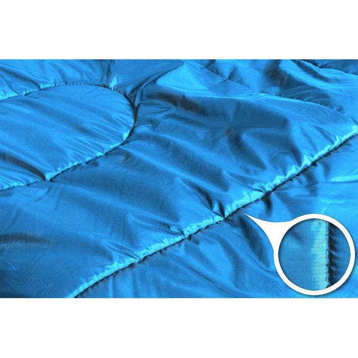 Сплячий мішок Normani Antarctica 4-в-1 для екстремальних умов, 220x90 см, Nylon Rip-Stop, Hollow Fiber 500+250 г/м², блакитний, ліворуч