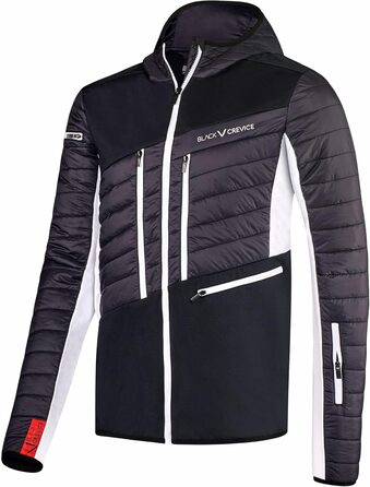 Чоловіча лижна куртка Black Crevice для гірськолижного туризму. Тепла зимова куртка з нейлону, PES та спандексу. Вітро- та водонепроникна, з великою свободою рухів. Чорно-біла.