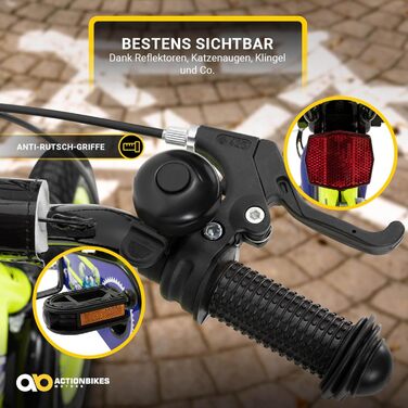 Детский велосипед Actionbikes Turbo 12/16 дюймов - V-Brake тормоза, защита от брызг, для детей 2-7 лет (для девочек и мальчиков)