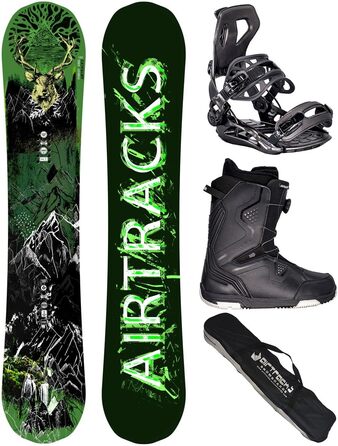 Airtracks Сноуборд-сет для чоловіків Freeride/Freestyle Forest King Carbon Wide Hybrid Rocker + кріплення Master + сноубордчі боти + сумка для сноуборду 153/156/160 см, сноуборд 156 см, боти Strong Atop 44