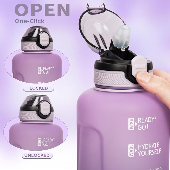 DEARRAY Tritan пляшка для води 2 л з трубочкою і часовою міткою, BPA-free, велика спортивна пляшка для фітнесу та залу