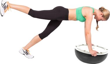 Дерев'яна баланс-дошка SportPlus з роликом та антиковзким покриттям, терапевтичний круїз із бічними ручками, тренажер рівноваги з ручками, віброплатформа для постави, реабілітація та йога Black/Sun з еластичними стрічками