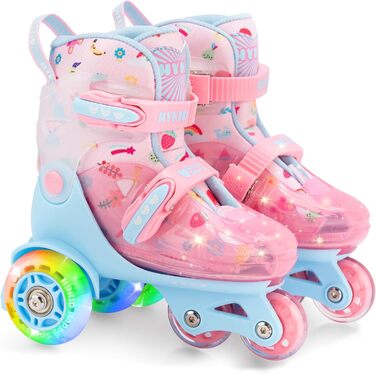 Дитячі ролики для дівчаток, 4 розміри, регульовані, безпечні, дихаюче матеріалу, легкі, для початківців (fruit, XS: 25-27.5 EU)