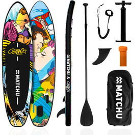 Надувне SUP Board MATCHU Limited Edition з сертифікатом та комплектом. Розмір 320x81x15 см, вантажопідйомність 150 кг, Art Collection (BustArt Collection)