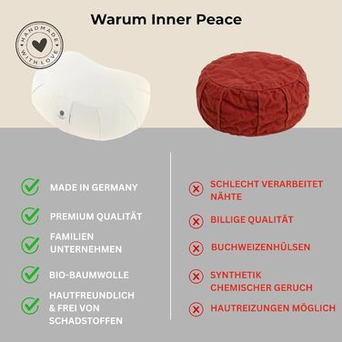 Зуф (подушка для медитації) | Подушка для йоги з еко-дзеркальцем | Подушка для медитації напівмісяця | Зроблено в Німеччині | Подушка для медитації напівмісяця | Зручний знімний чохол з 100% органічної бавовни