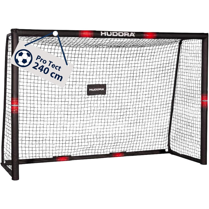 Велике футбольне ворота HUDORA Pro Tect 240x160 см з сіткою та захистом, для дітей і дорослих, піна, для вулиці