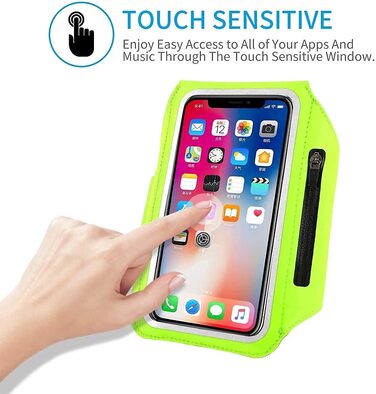 Спортивний браслет на руку для бігу з кишенькою для телефону та ключами, підходить для iPhone 17/16/15/14/13/12/11 Pro Max/Plus, зелений (до 6.9 дюймів)