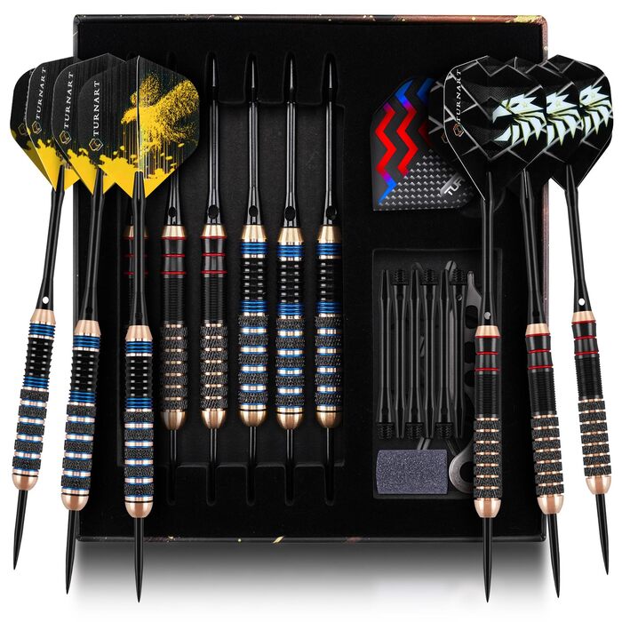 Дарти Turnart Metallspitze - Професійний набір дротиків 6 шт (22/24 г, блакитні) з латунними корпусами та сталевими наконечниками
