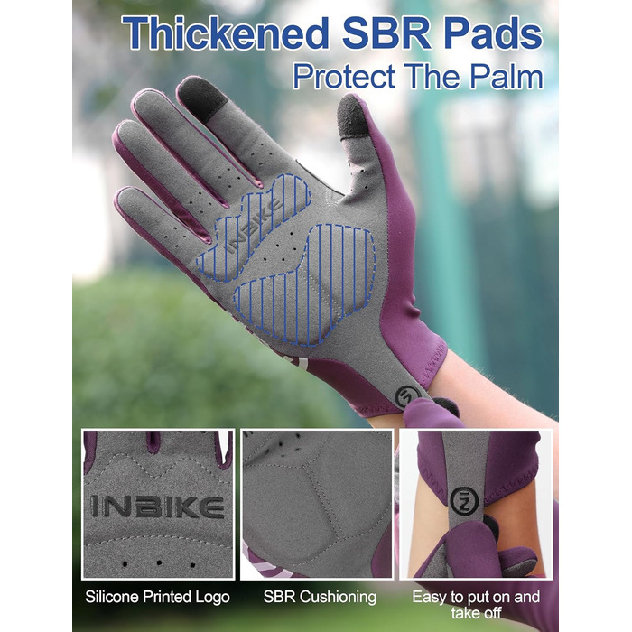 Велосипедні рукавички Inbike зимові MTB, 2 пальці, сенсорний екран, теплі, вітронепроникні, дихаючі, антиковзаючі, для катання на велосипеді, лижах, сноуборді, відпочинку IHC701 (фіолетовий, M)