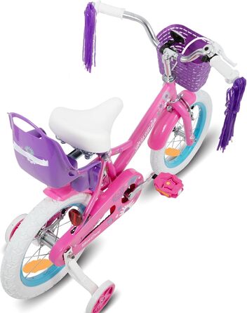 Дитячий велосипед JOYSTAR Little Daisy 12/14/16 дюймів для дівчаток 2-7 років з допоміжними колесами, кошиком і прикрасами