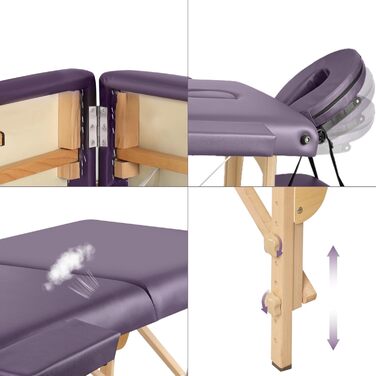Масажний стіл складаний для косметології: дерев'яний масажний стіл з 2 зонами, мобільне масажне ліжко, масажна банка для фізіотерапії та татуювання