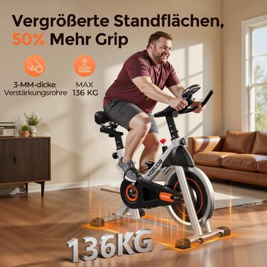 YOSUDA Магнітний велотренажер - тихий велоергометр для дому з LCD-дисплеєм, 136 кг, срібний