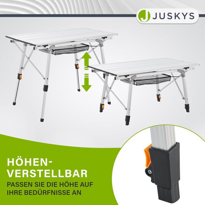 Стіл для кемпінгу Juskys Picco - алюмінієвий, 90 x 52 см, легкий, складний, регульований по висоті - для кемпінгу, саду, відпочинку на природі