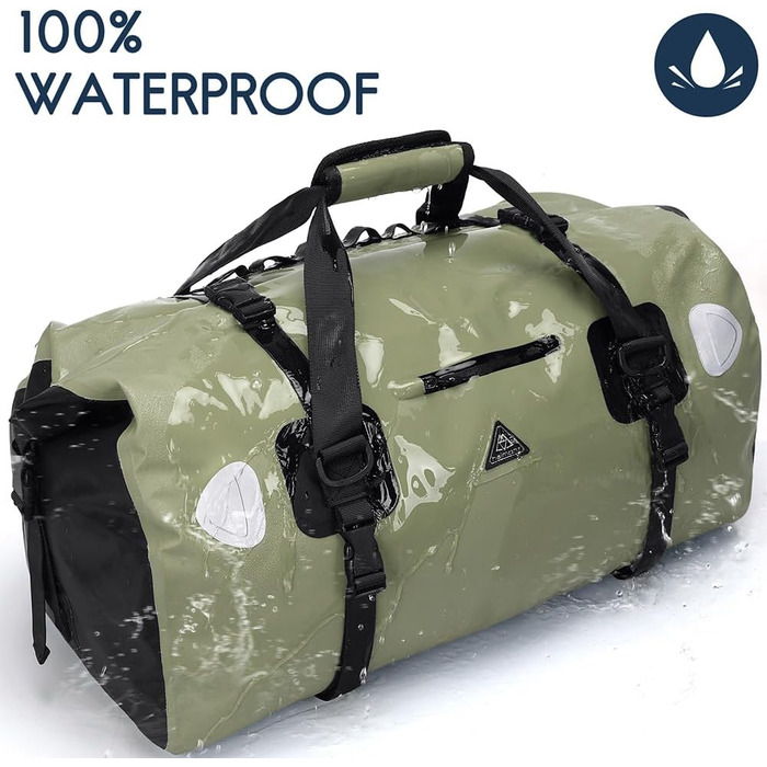 Водонепроникний рюкзак Dry Bag 70L: для кемпінгу, мотоциклів, каякінгу, SUP. Army Green