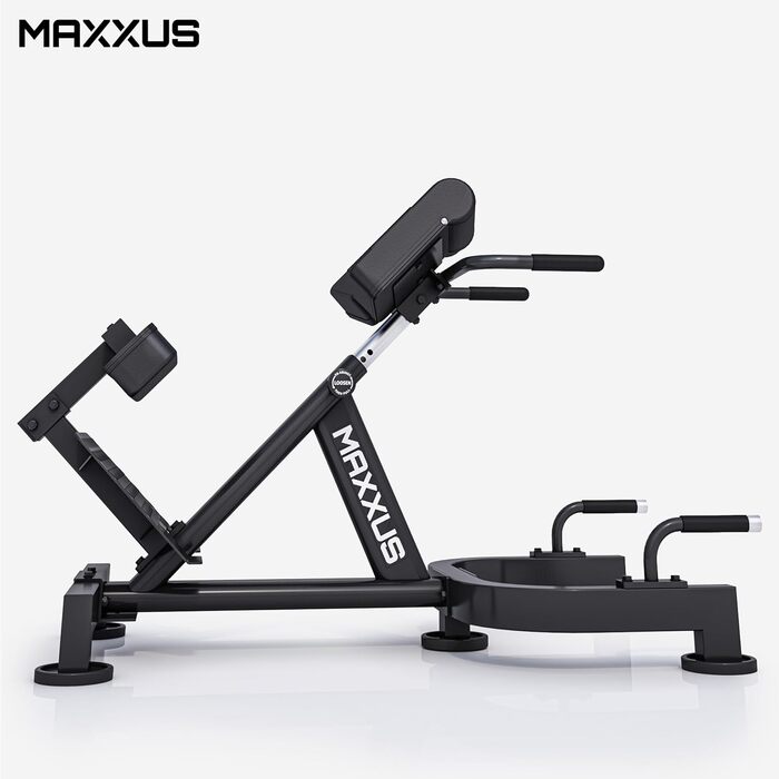 MAXXUS Тренажер для гіперекстензії - регульований, до 150/180 кг, з фіксацією ніг, ручками, прес-тренажер, римська лава, багатофункціональна тренувальна лава PRO