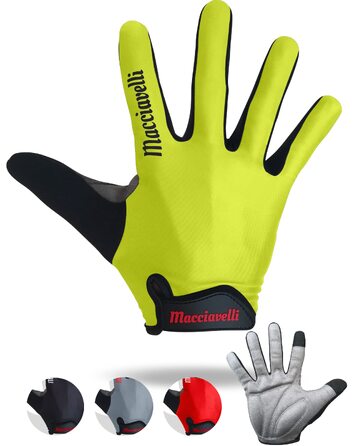 Рукавички велосипедні MACCIAVELLI довгі, унісекс, жовті XL - для MTB, шосе, з сенсорним екраном