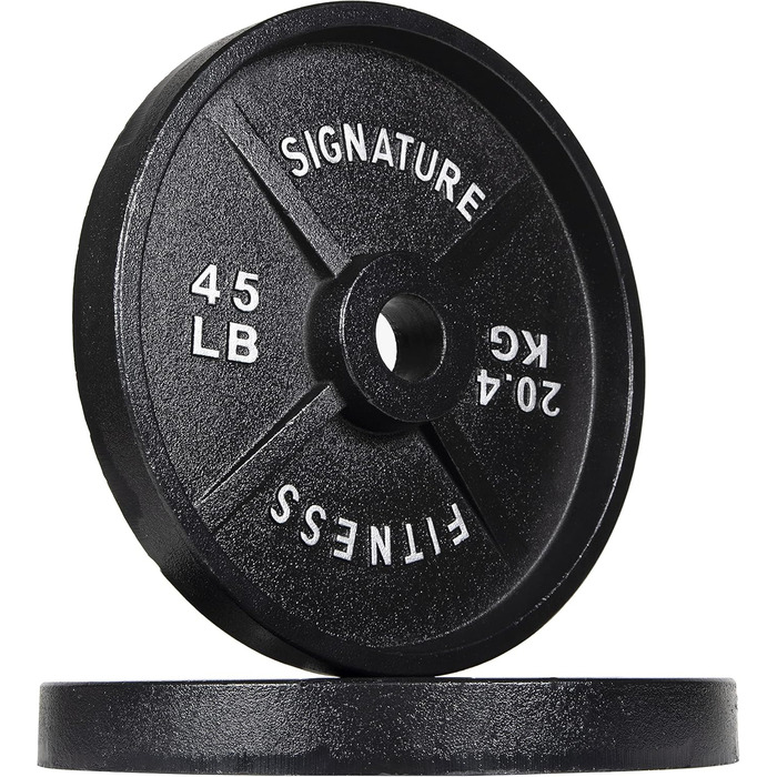 Олімпійський диск Signature Fitness, чавунний, 20,4 кг, 51 мм, з електронним покриттям