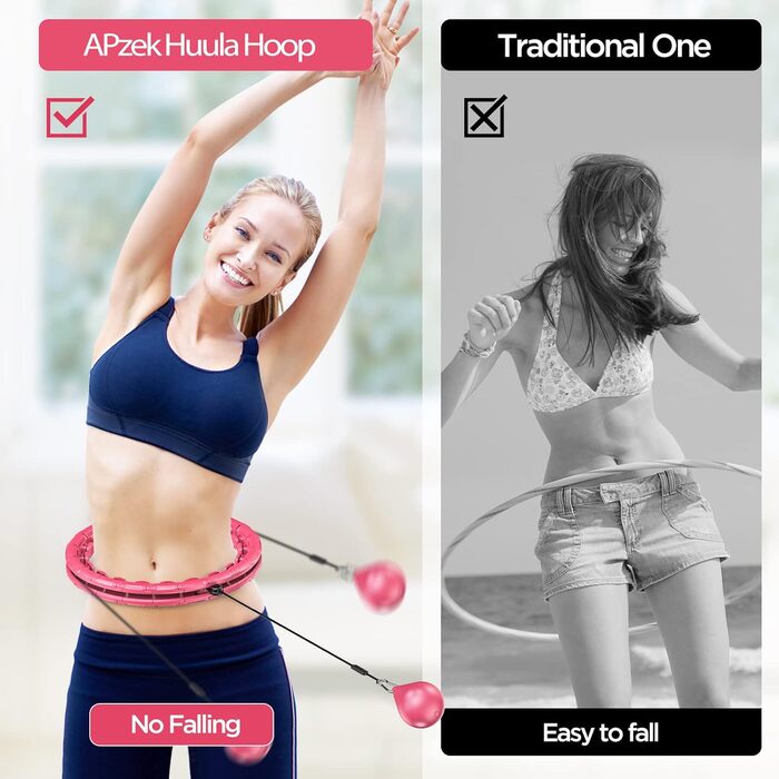 Обтяжений фітнес-обруч Hoola Hoop для схуднення, 32 вузли, рожевий
