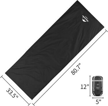 Спальний мішок Naturehike Ultraleicht: ультралегкий, компактний, для 3 сезонів, 190x75/205x85 см, вага 680/760 г, для походів, кемпінгу, рюкзаків, чорний, XL