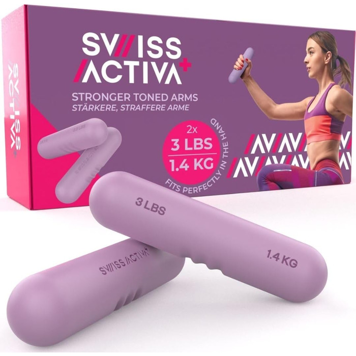 Гантелі Swiss Activa+ для жінок, набір 2 шт по 1,4 кг, силікон та чисте залізо, універсальні гантелі для фітнесу і зміцнення рук