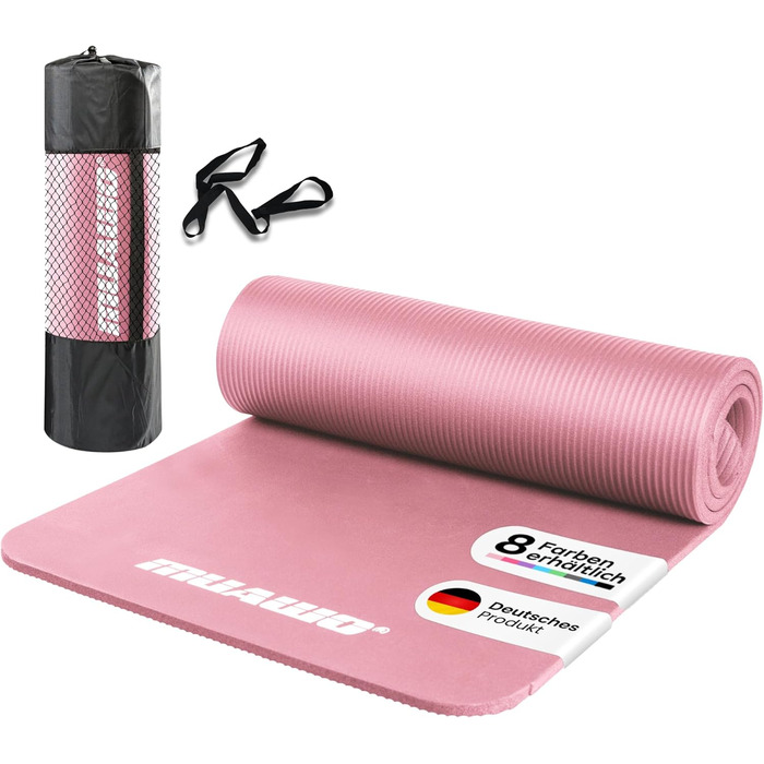 Килимок для фітнесу Muawo Premium: йога, гімнастика | Антиковзаючий, товстий, 190 x 60 x 1,5 см (Рожевий)