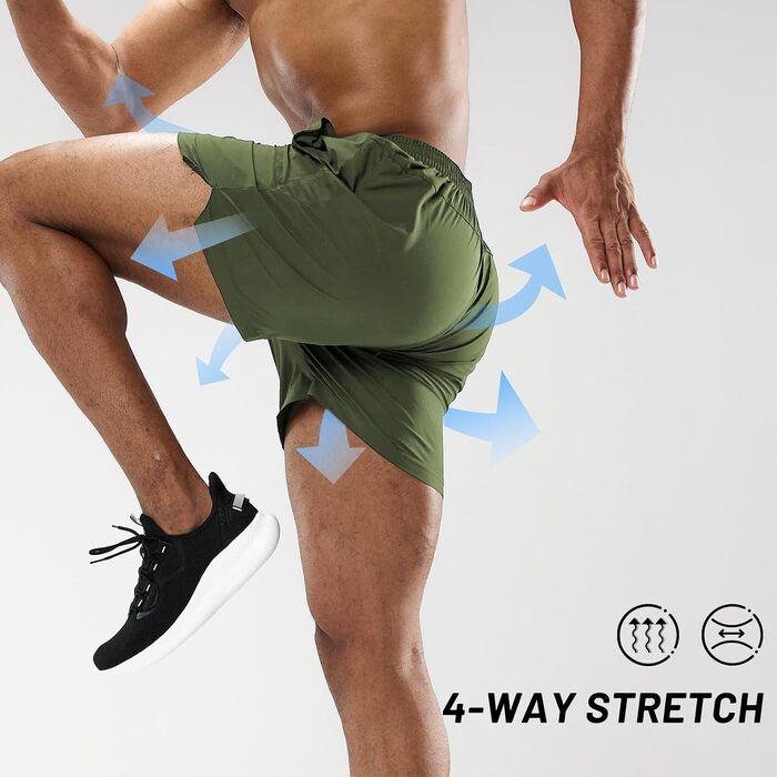 Чоловічі спортивні шорти для бігу та фітнесу MIER, швидкосохнучі outdoor шорти для тренувань з кишенями, дихаючі, армійський зелений, розмір XL