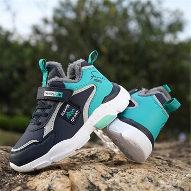 Дитячі плюшеві черевики Kinder: водонепроникні шкіряні кросівки для школи, спорту, занять у залі, відпочинку. Розміри 28-39 EU, блакитні