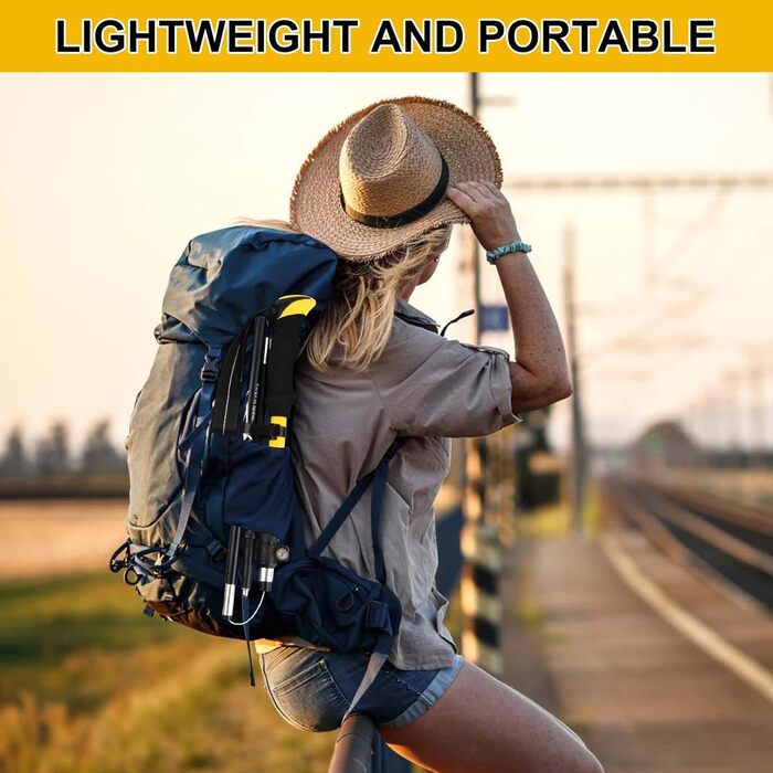 Тrekking-стіки телескопічні, складані, для жінок та чоловіків, 113-138 см, жовті