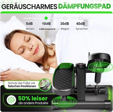 Ultrasport Swing Stepper для дому: міні-степер 2-в-1 з тросами, LCD-дисплеєм, тихий, з неслизькою поверхнею та регулюванням навантаження