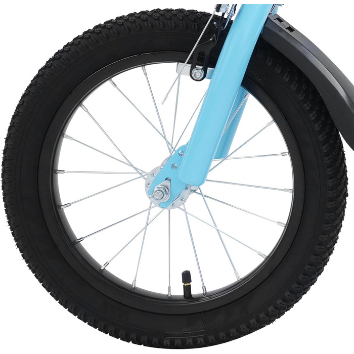 Дитяче велосипед 14 дюймів для хлопчиків та дівчаток з додатковими колесами та кошиком, від 3 років, з двома гальмами, регульоване кермо та сидіння (блакитний)