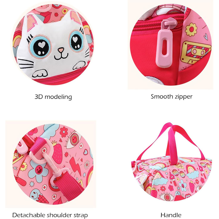 Дитяча спортивна сумка для плавання та подорожей, водонепроникна сумка для басейну, футболу та фітнесу (Світло-рожева, з котом)